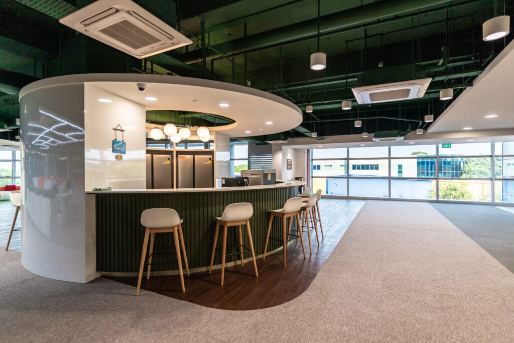 Surfexa team installing Ultraviolet window film & UV light & ray protection film in Singapore office & cafe