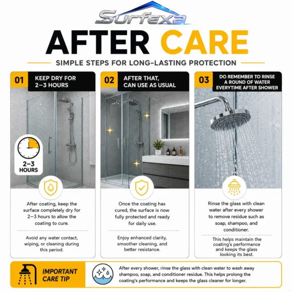 Surfexa Shower Screen/ Glass / Mirrors Watermark Removal and Coating DIY Kit - Image 3