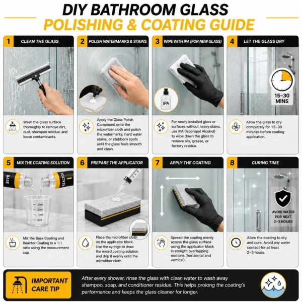 Surfexa Shower Screen/ Glass / Mirrors Watermark Removal and Coating DIY Kit - Image 2